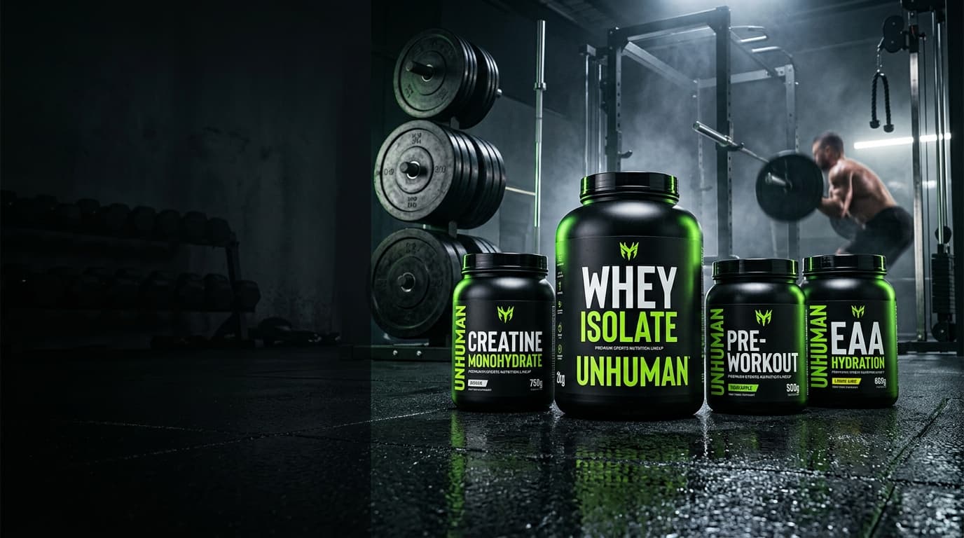 UNHUMAN Complete Sports Nutrition Lineup in Training Lab