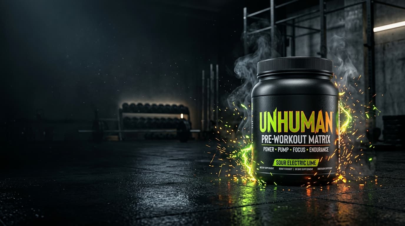 UNHUMAN Pre-Workout Matrix with Volcanic Sparks and Kinetic Embers